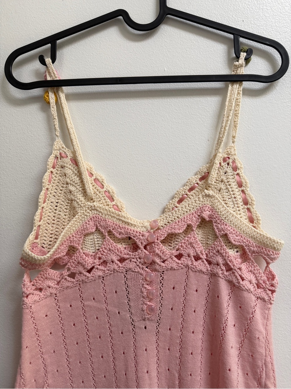 Lacemade 100% Cotton Pink & Cream Floral Crochet Midi Dress - Picture 6 of 7